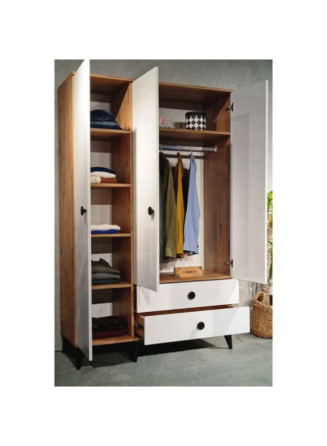 ريترو RA056 دولاب 120×190×50سم - أبيض×بني - Image 3