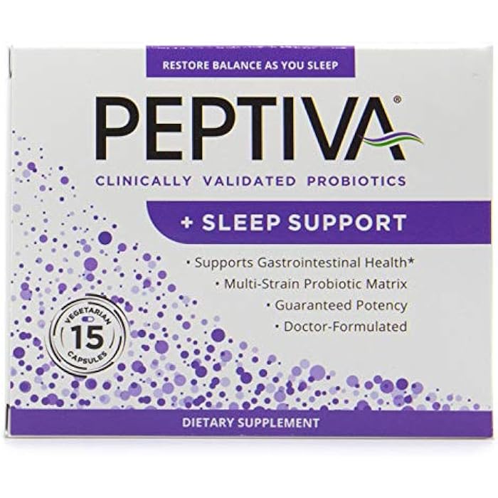 Peptiva 26 Billion CFU Probiotic and Sleep Support - Clinically Validated Multi-Strain Probiotic - Lactobacillus and Bifidobacterium, Melatonin - 15 Count - Image 1