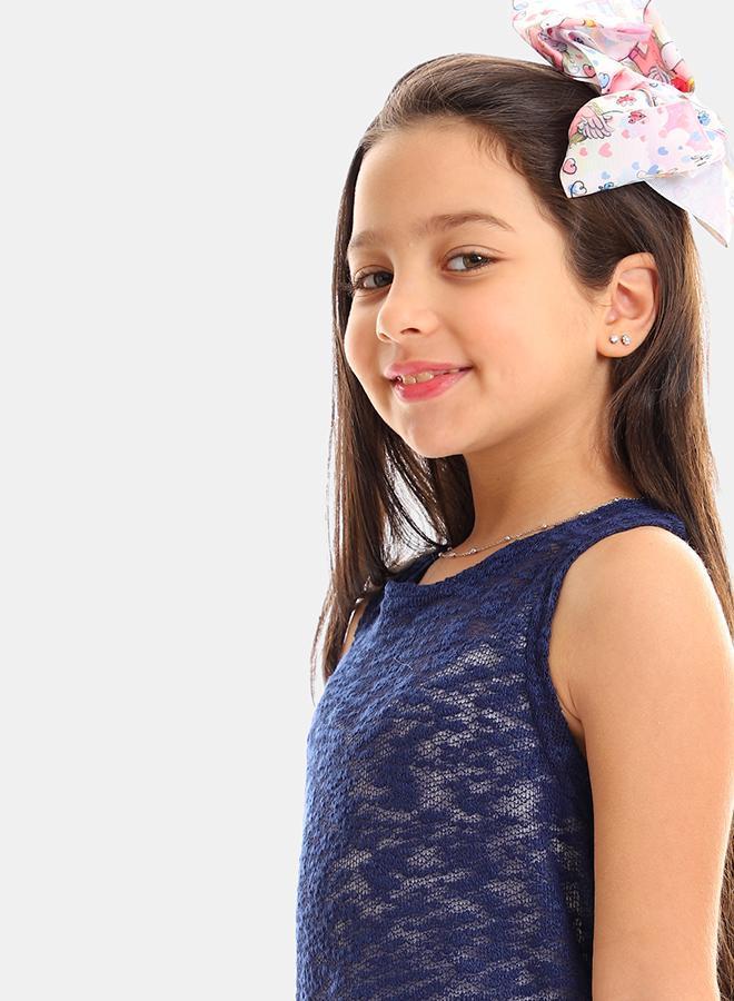 kady Girls Self Pattern Sleeveless Tank Top girls navy 4 Years - Image 4