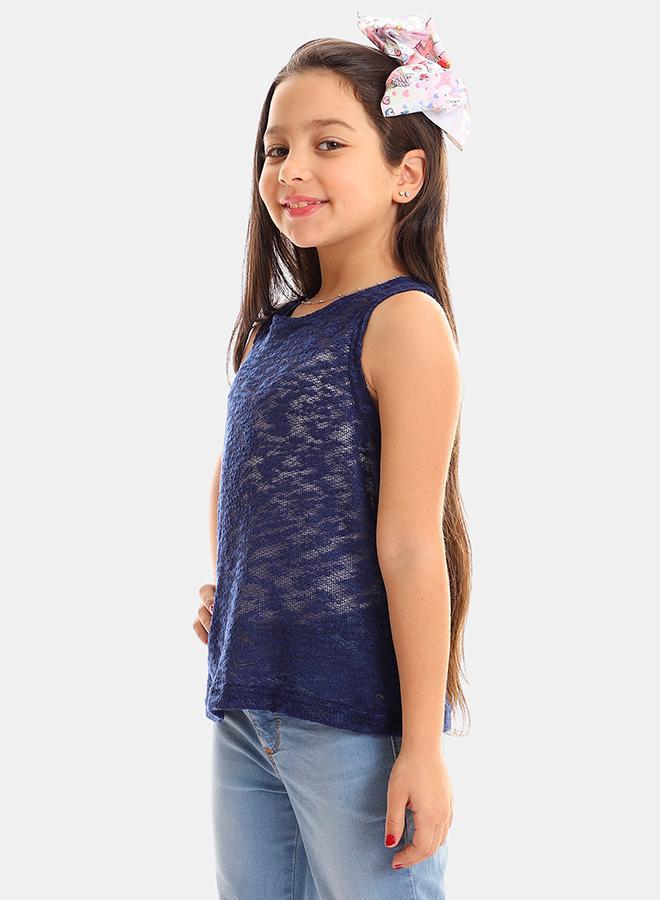 kady Girls Self Pattern Sleeveless Tank Top girls navy 4 Years - Image 2