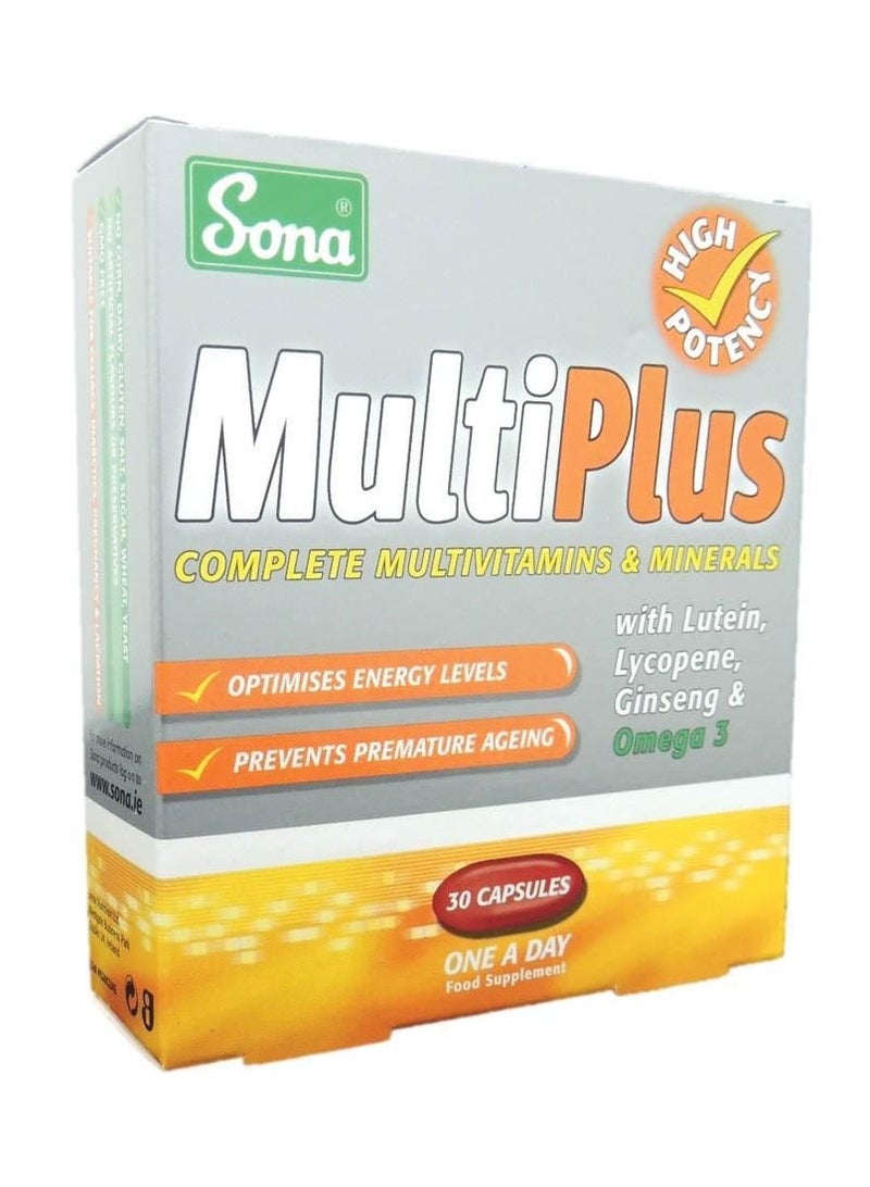 Multiplus Energy & Anti-Aging Formula – Ginseng, Omega-3, Lycopene & Complete Multivitamins, 30 Capsules