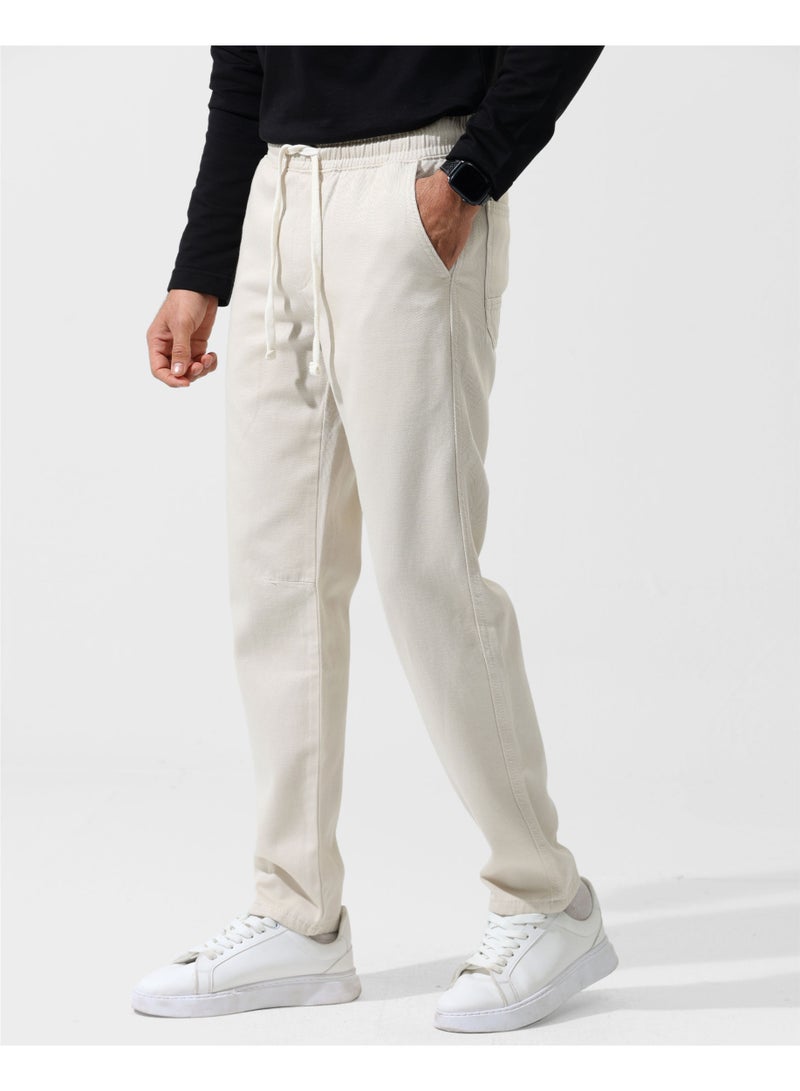 Dott Men's Drawstring Straight Fit Gabardine Pants - Image 3