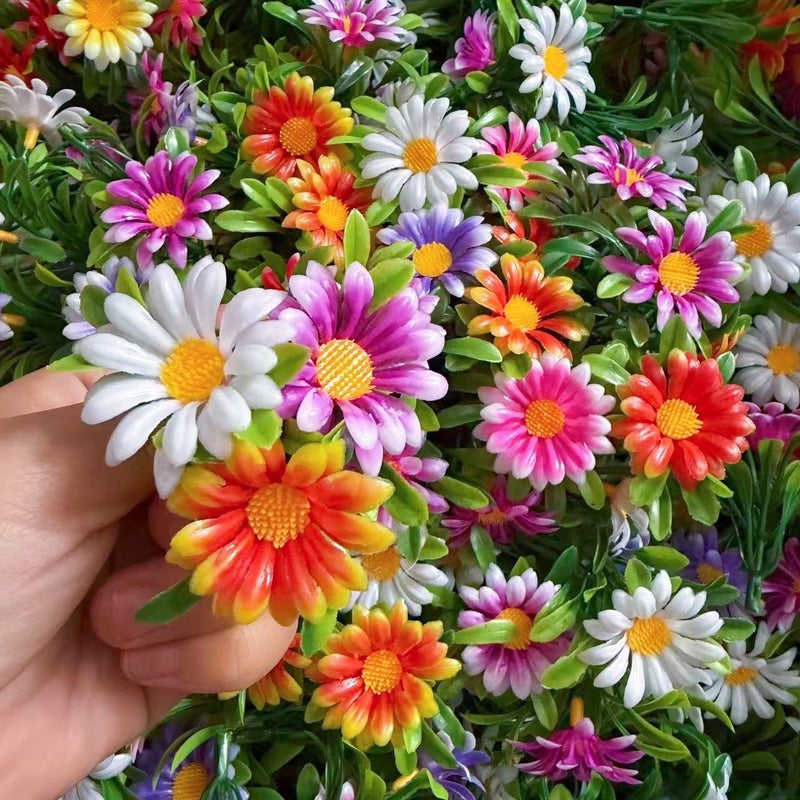 6 Pcs Mixed Color Artificial Daisies Wreath Material Dollhouse Decor DIY Plant Wall Accessories Outdoor Garden Decor - Image 1