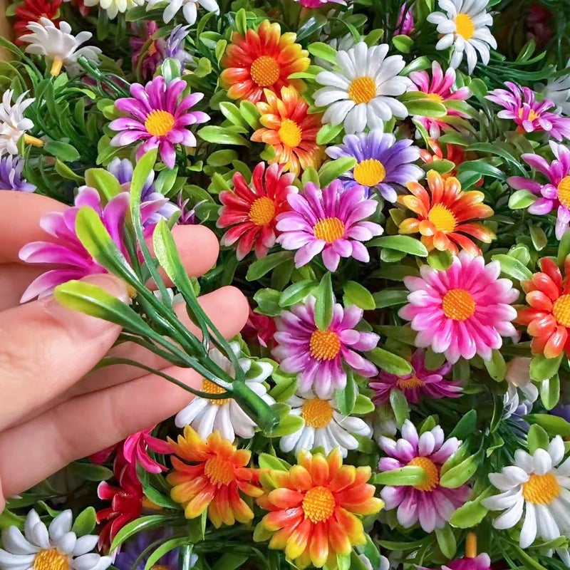 6 Pcs Mixed Color Artificial Daisies Wreath Material Dollhouse Decor DIY Plant Wall Accessories Outdoor Garden Decor - Image 4