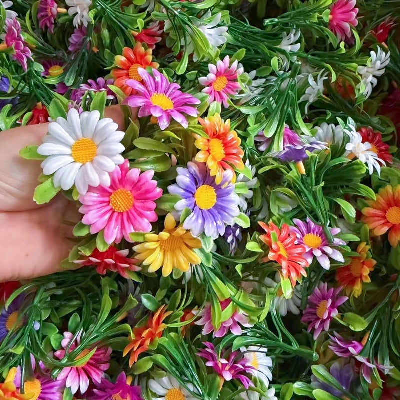 6 Pcs Mixed Color Artificial Daisies Wreath Material Dollhouse Decor DIY Plant Wall Accessories Outdoor Garden Decor - Image 2