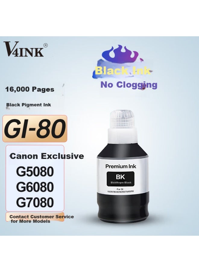 V4ink Compatible Canon Gi-80pgbk Black Ink Cartridge For Canon Printers G5080 G6080 Gm2080 Continuous Ink System Gi80 - Image 1