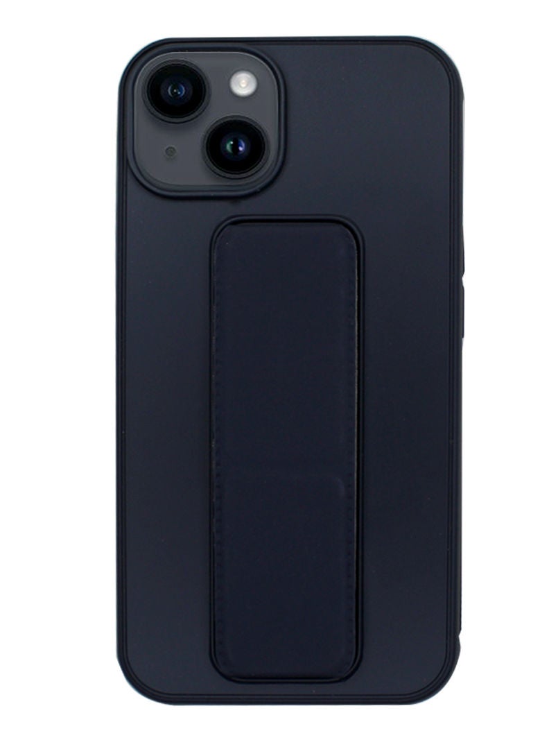 Theodor Fully Covered With Finger Grip Stand Holder Anti Slip Shockproof Protective Case Cover For Apple iPhone 14 Plus Blue