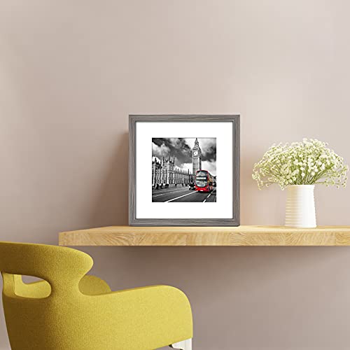 IkaLede 12x12 Picture Frame Matted to Display Pictures 8x8 or 12 x 12 Photos without Mat Square Rustic Solid Wood Picture Frames for Artwork Wall Mounting Decor, Grey - Image 3