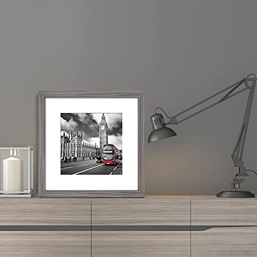 IkaLede 12x12 Picture Frame Matted to Display Pictures 8x8 or 12 x 12 Photos without Mat Square Rustic Solid Wood Picture Frames for Artwork Wall Mounting Decor, Grey - Image 4