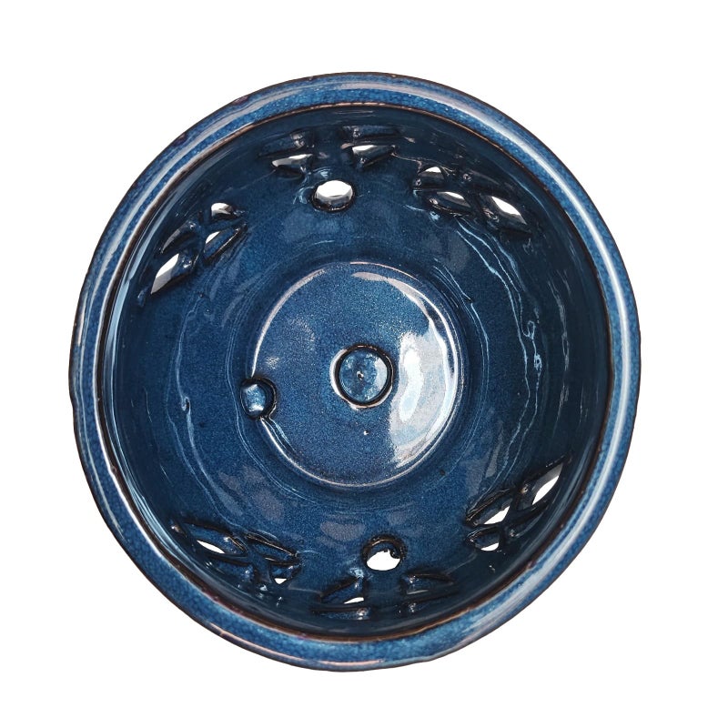 w w W&W Orchid Pot with Holes and Saucer for Repotting, Blue, 6.5" - Image 5