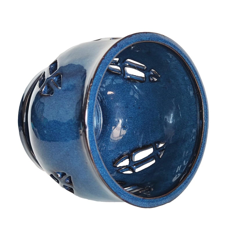 w w W&W Orchid Pot with Holes and Saucer for Repotting, Blue, 6.5" - Image 4