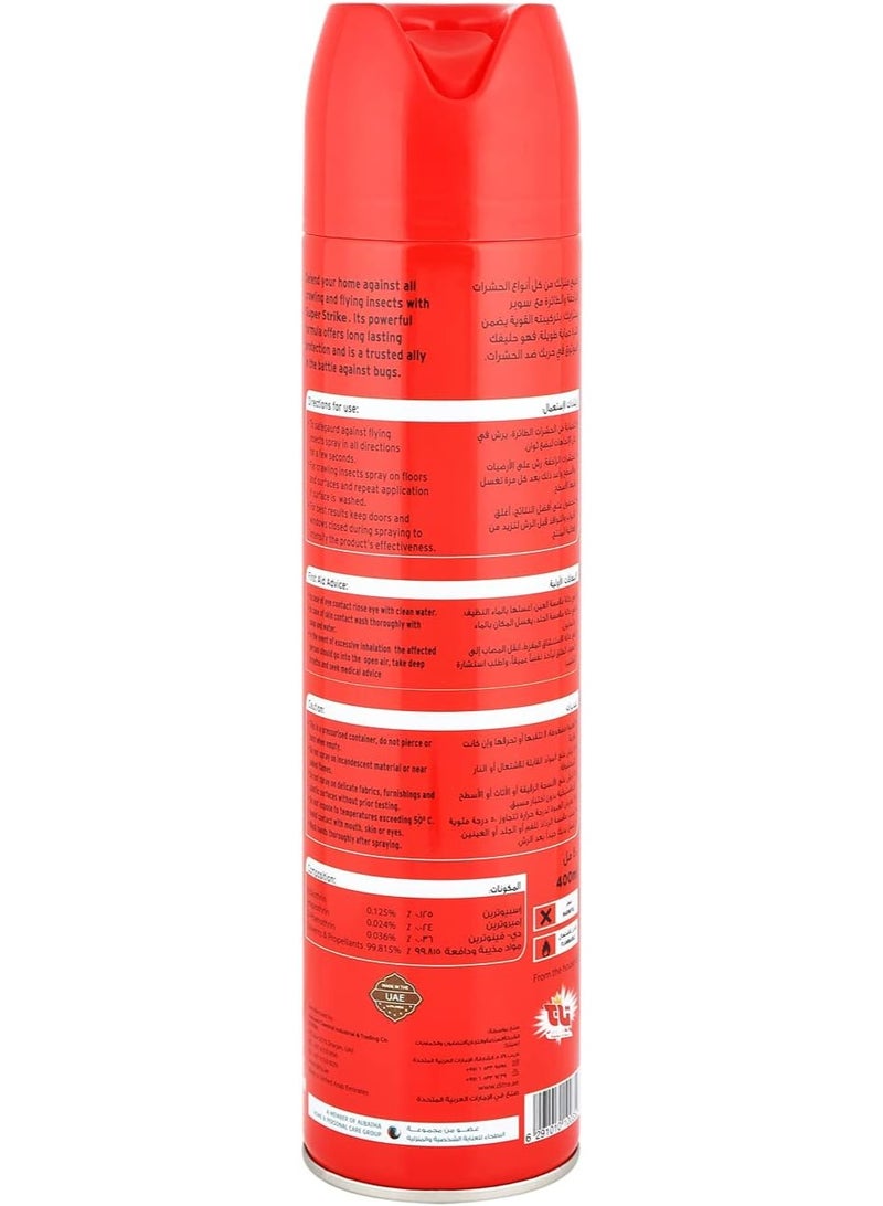 Super Strike Insect Killer | Powerful Pest Control Spray for Flies, Mosquitoes, Cockroaches & Ants | Fast-Acting, Long-Lasting Indoor & Outdoor Protection - 400 ml - Image 3