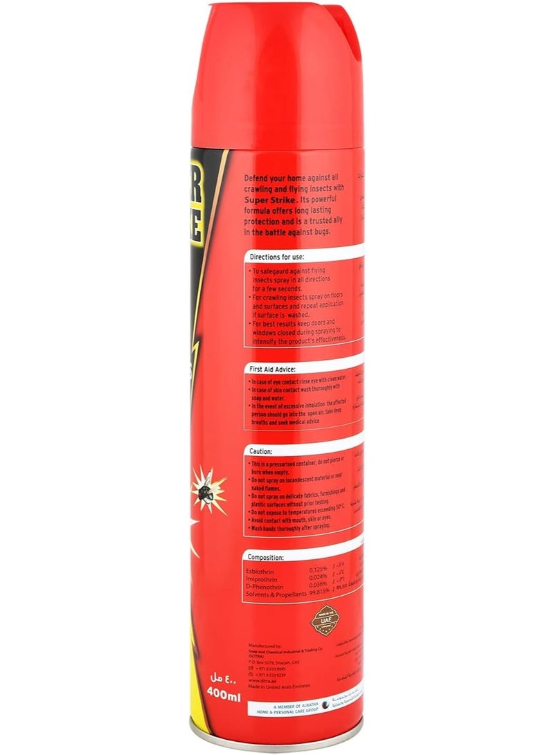 Super Strike Insect Killer | Powerful Pest Control Spray for Flies, Mosquitoes, Cockroaches & Ants | Fast-Acting, Long-Lasting Indoor & Outdoor Protection - 400 ml - Image 2