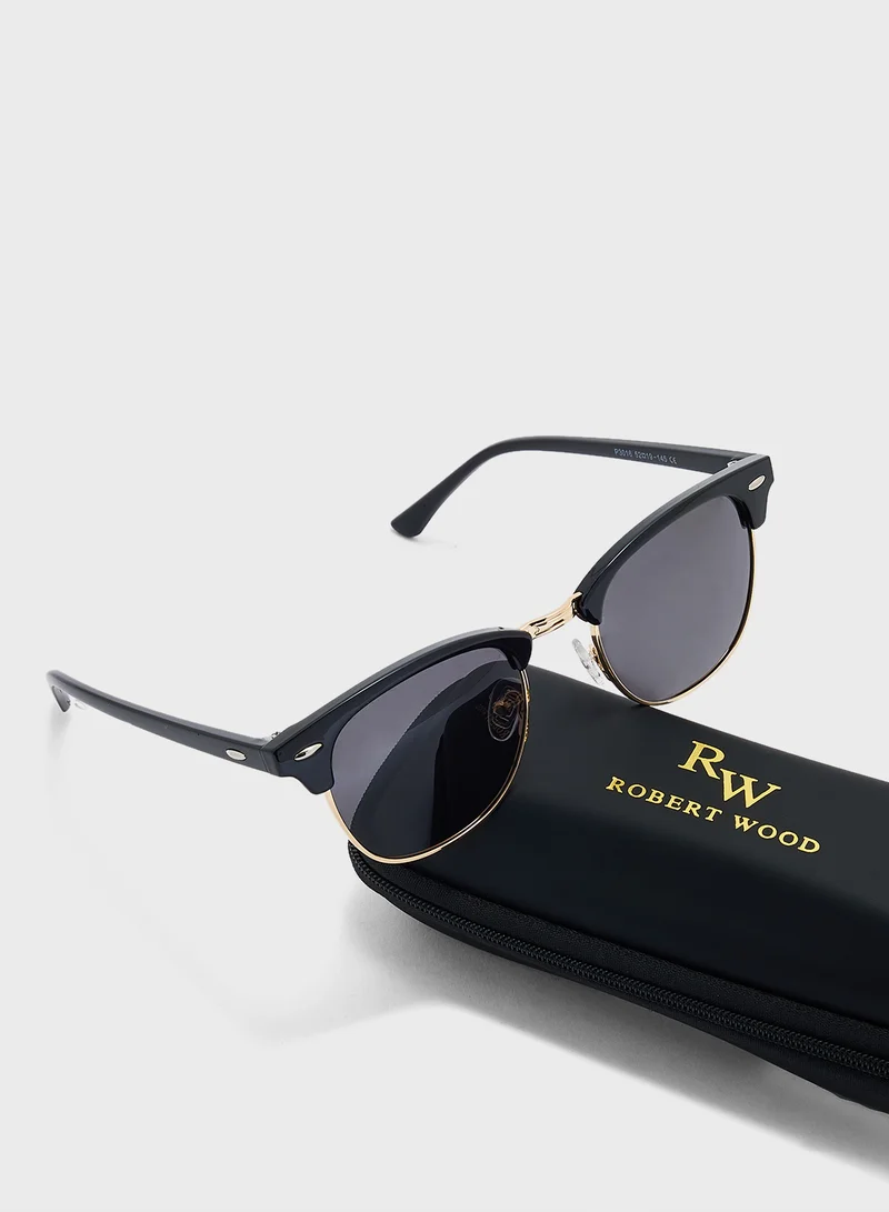 روبرت وود Polarized Lens Classic Clubmaster Sunglasess