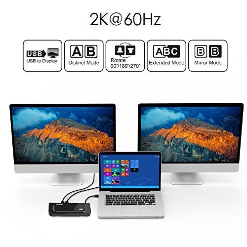 WAVLINK محطة إرساء عالمية WAVLINK USB 3.0 و USB C مع شاشتي فيديو مزدوجتين DVI HDMI VGA إيثرنت جيجابت، صوت، 6 منافذ USB للكمبيوتر المحمول، أولترابوك وأجهزة الكمبيوتر الشخصية - Image 2