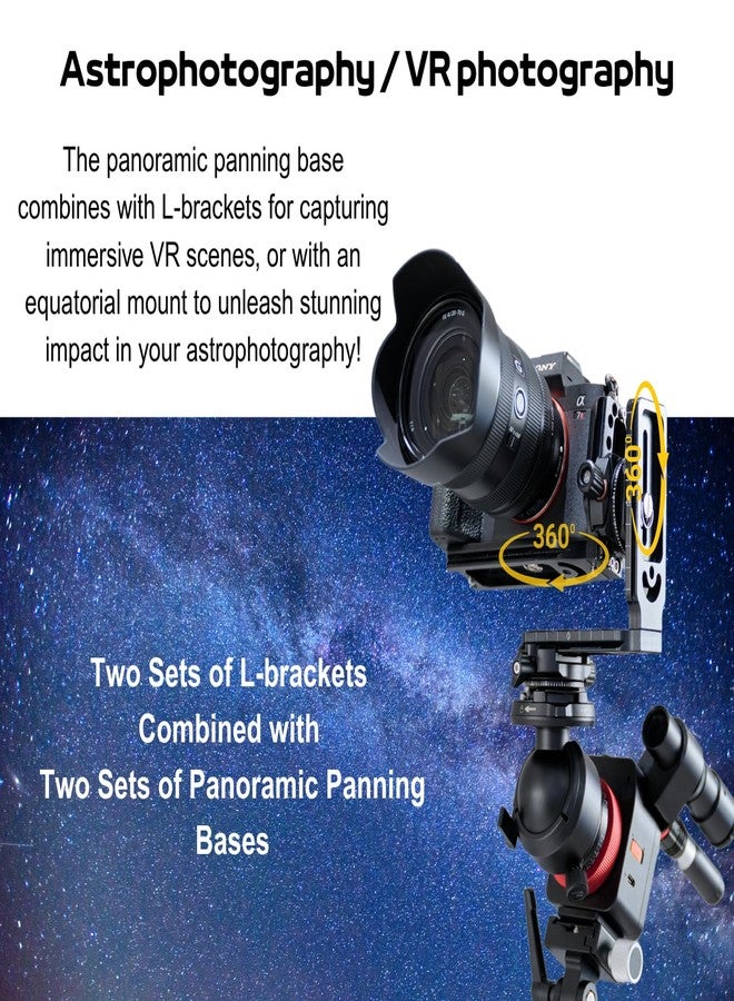 HEIPI Panoramic Panning Base, 360-Degree Camera Mount, Dual L-Brackets for VR and Astrophotography - Image 2
