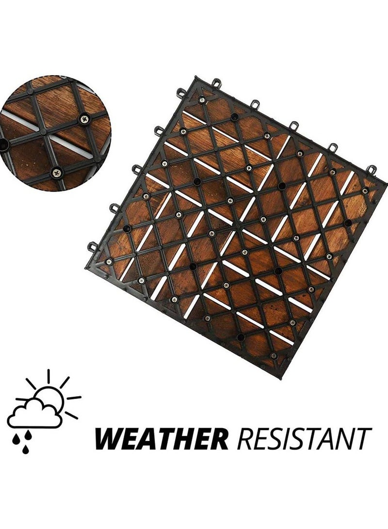LINGWEI 10pcs Wooden Decking Interlocking Flooring Tiles Hardwood Wood Flooring Deck - Image 5