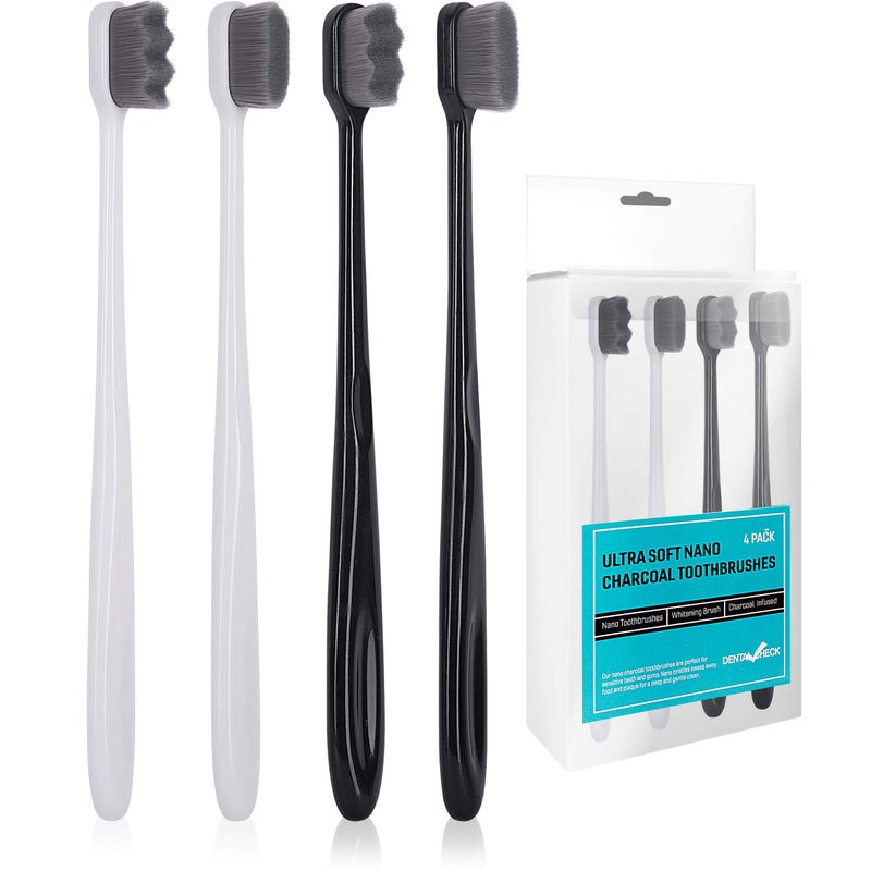 Lingito فرشاة أسنان فحمية ناعمة للغاية - فرشاة نانو للثة الحساسة (عبوة 4)  - Image 1