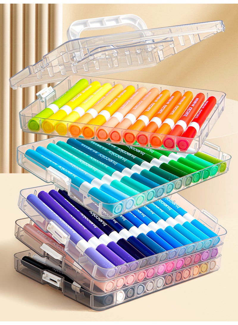 Bincoo 48 Pcs Double-sided Acrylic Paint Markers Set – Multi Surface Paint Pens for Rock Painting, Wood, Glass, Ceramic, Canvas & DIY Crafts – Assorted Colors, Hand-Painted, Vibrant Waterproof Acrylic Markers for Artists, Kids, Students, Ideal for Kindergarten Learning Supplies - Image 3
