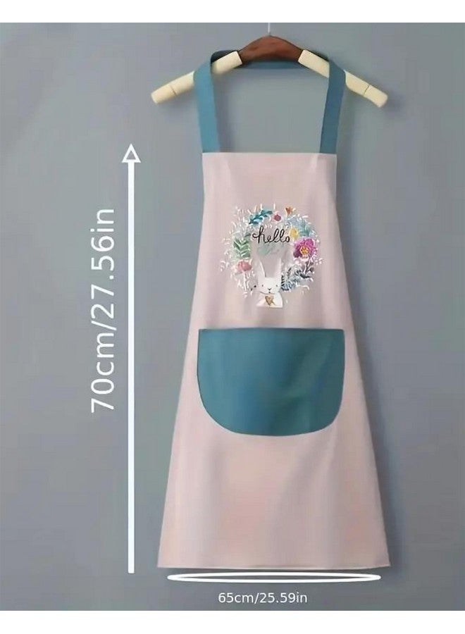 CLUZE Cute Cartoon Waterproof Apron Two Sides Coral Fleece Hand Wipeable Apron Kitchen Supplies Pack of 2 - Image 3