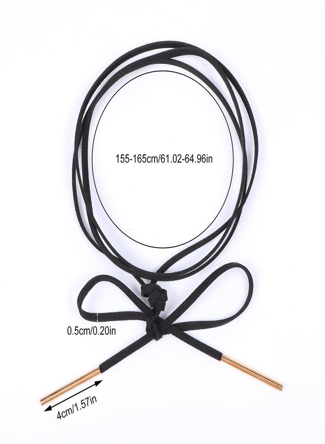 YQQYG 1 Pcs Black Choker Necklace for Women, Gothic Bow Choker, Velvet Choker with Gold Tube, Neck Chokers Long Wrap Rope Collar Tie Neck Chain, Neck Accessories for Party Prom - Image 2