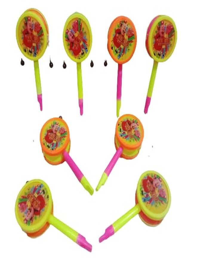 ZOKCY® (Pack of 8 Pcs) Cute Small Damru for/Birthday Return Gift for Age 3,4,5,6,7,8/Damru Toy with Whistle seeti Attach for Kids - Image 5