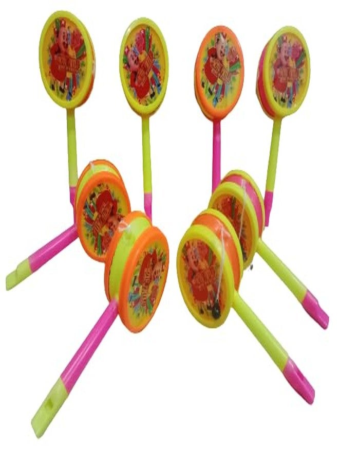 ZOKCY® (Pack of 8 Pcs) Cute Small Damru for/Birthday Return Gift for Age 3,4,5,6,7,8/Damru Toy with Whistle seeti Attach for Kids - Image 4