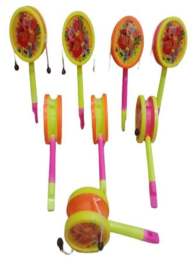 ZOKCY® (Pack of 8 Pcs) Cute Small Damru for/Birthday Return Gift for Age 3,4,5,6,7,8/Damru Toy with Whistle seeti Attach for Kids - Image 1