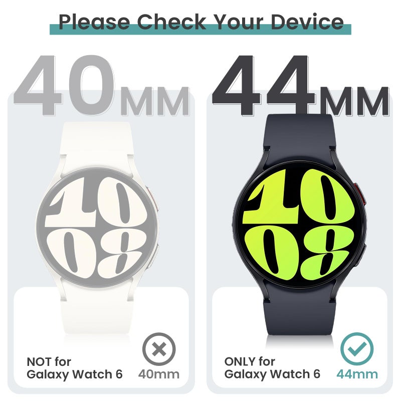 Tensea [5+5Pack for Samsung Galaxy Watch 6 Screen Protector Case 44mm Accessories, Hard PC Bumper/HD Anti-Fog Tempered Glass Protective Film, Face Cover Set, Galaxy Watch 6 Case for Women Men - Image 2
