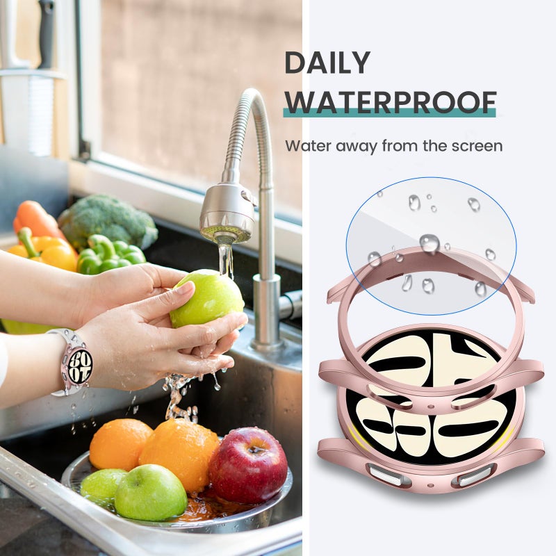 Tensea [5+5Pack for Samsung Galaxy Watch 6 Screen Protector Case 44mm Accessories, Hard PC Bumper/HD Anti-Fog Tempered Glass Protective Film, Face Cover Set, Galaxy Watch 6 Case for Women Men - Image 4