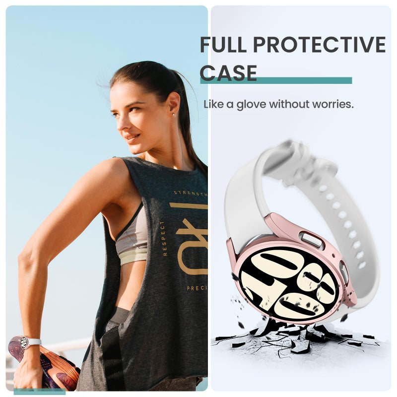 Tensea [5+5Pack for Samsung Galaxy Watch 6 Screen Protector Case 44mm Accessories, Hard PC Bumper/HD Anti-Fog Tempered Glass Protective Film, Face Cover Set, Galaxy Watch 6 Case for Women Men - Image 5