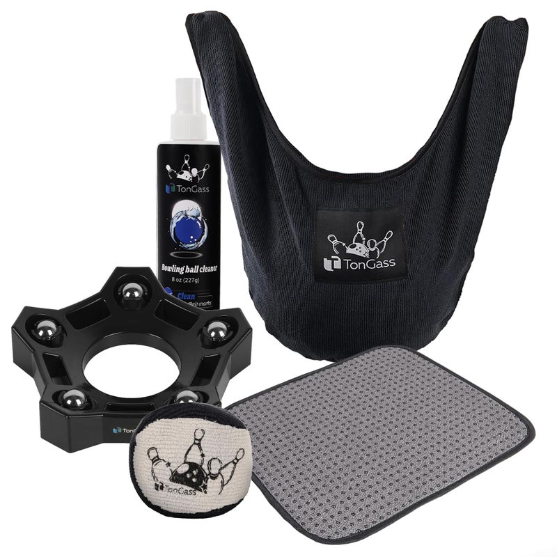 TonGass Bowling Basics Accessories Kit, Microfiber Bowling Ball Seesaw Towel Set, Bowlings Cleaner Spray Kit, Microfiber Ultra Dry Grip Balls Kits, Bowlings Ball Display Stand Set - Image 1