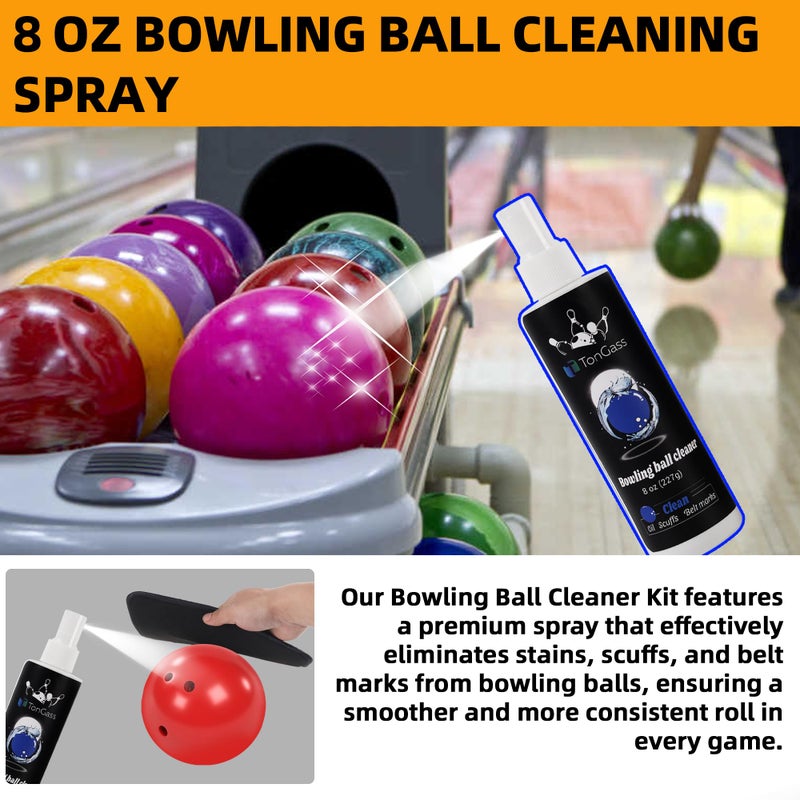TonGass Bowling Basics Accessories Kit, Microfiber Bowling Ball Seesaw Towel Set, Bowlings Cleaner Spray Kit, Microfiber Ultra Dry Grip Balls Kits, Bowlings Ball Display Stand Set - Image 4