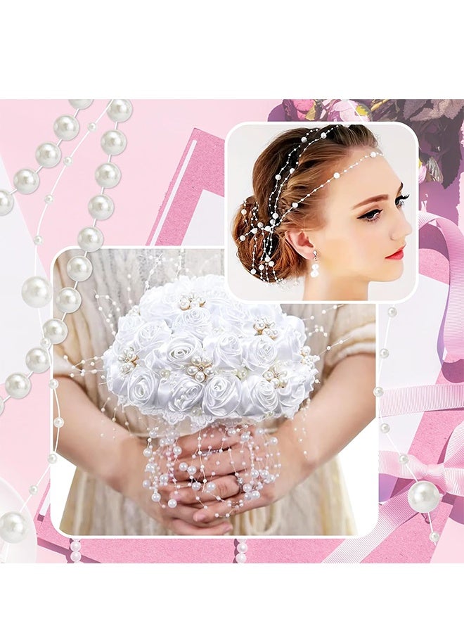سلسلة خرز لؤلؤ صناعي 10 أمتار، خرز بلاستيكي، حبل خرز، سلسلة زينة، بكرة للديكور والمشاريع اليدوية، حفلات الزفاف، زخرفة الزهور، مستلزمات مركز الطاولة (أبيض) - Image 5