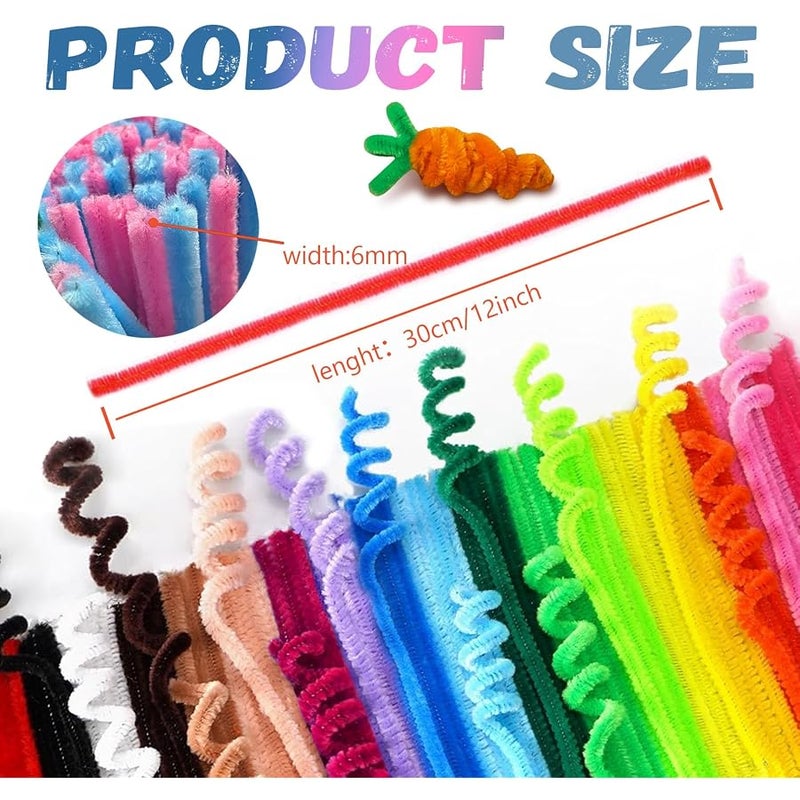 VZF Pipe Cleaners, 200 Pieces Multi Colored, Craft Pipe Cleaners, Arts & Crafts, Craft Supplies, Art Supplies, Steel Wire, Part Number -PC200, MultiColor - Image 2