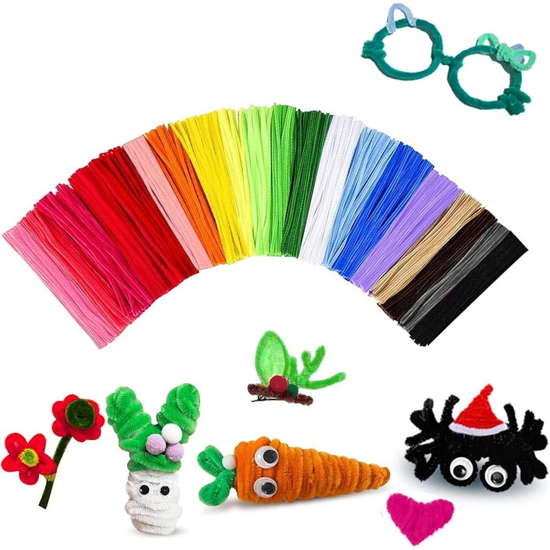 VZF Pipe Cleaners, 200 Pieces Multi Colored, Craft Pipe Cleaners, Arts & Crafts, Craft Supplies, Art Supplies, Steel Wire, Part Number -PC200, MultiColor - Image 1