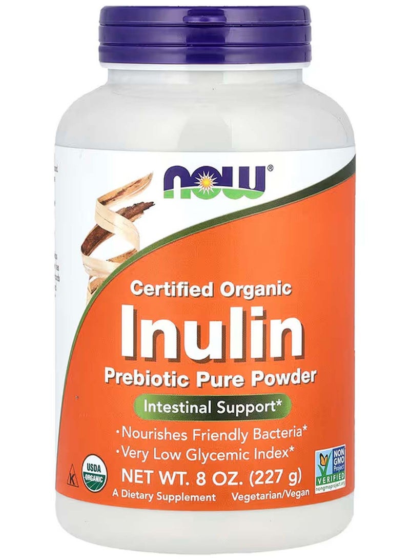 now Certified Organic Inulin, Prebiotic Pure Powder, 8 oz (227 g) - Image 1