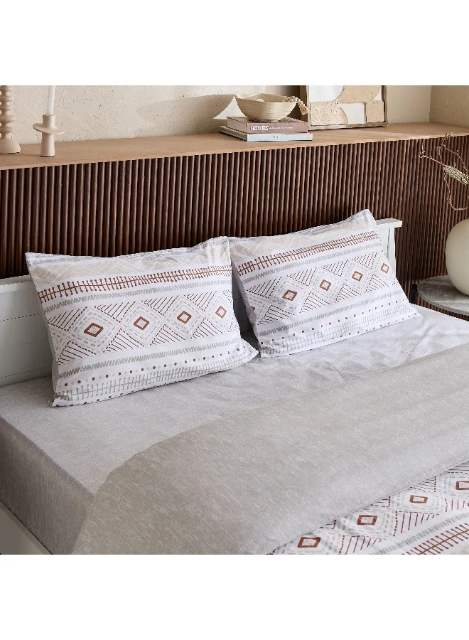 Home Box Madison Luton 3-Piece Printed Cotton Queen/King Duvet Cover Set - 220x220 cm