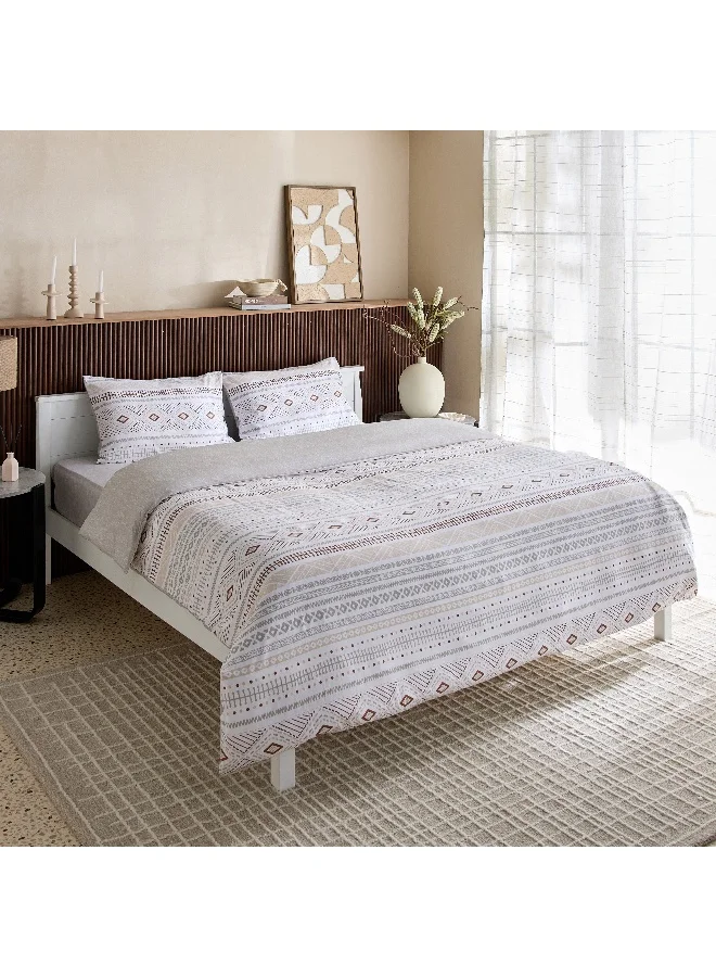 Home Box Madison Luton 3-Piece Printed Cotton Queen/King Duvet Cover Set - 220x220 cm