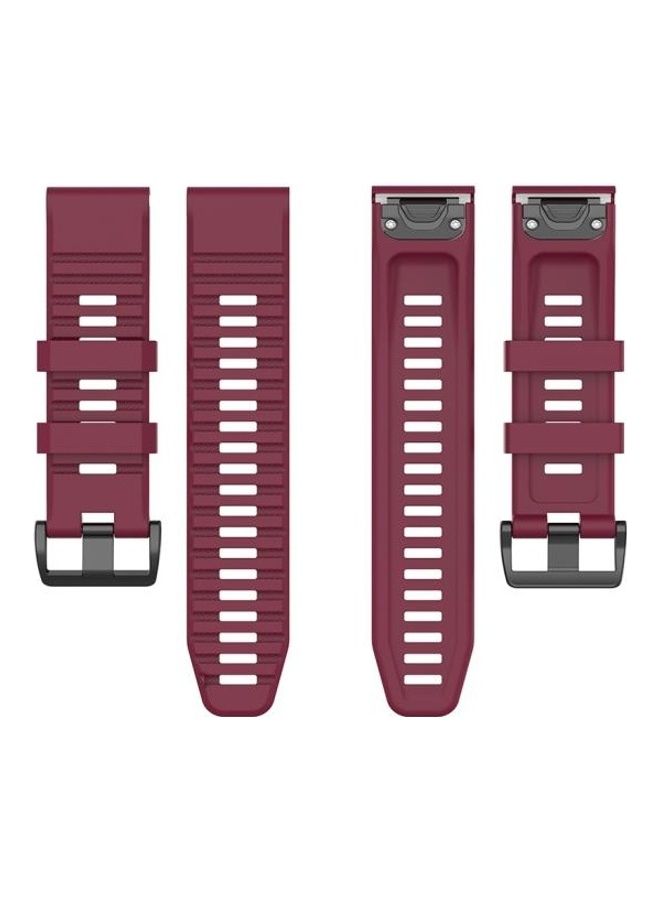 BGM Quick Release Official Texture Wrist Strap For Garmin Fenix 6X 26mm Wine Red - Image 5