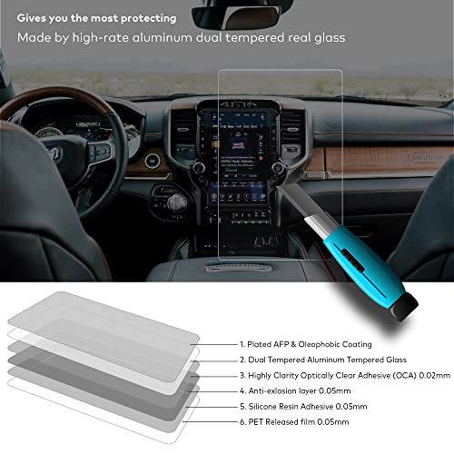 INNOSURE 9H Tempered Glass Screen Protector Designed for 2019 2020 2021 2022 2023 TRX Uconnect Dodge Ram 1500 2500 3500 12 Inch Screen Glossy Cover Anti Scratch Anti Fingerprint (HD Clear) - Image 3