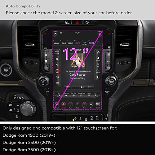 INNOSURE 9H Tempered Glass Screen Protector Designed for 2019 2020 2021 2022 2023 TRX Uconnect Dodge Ram 1500 2500 3500 12 Inch Screen Glossy Cover Anti Scratch Anti Fingerprint (HD Clear) - Image 2
