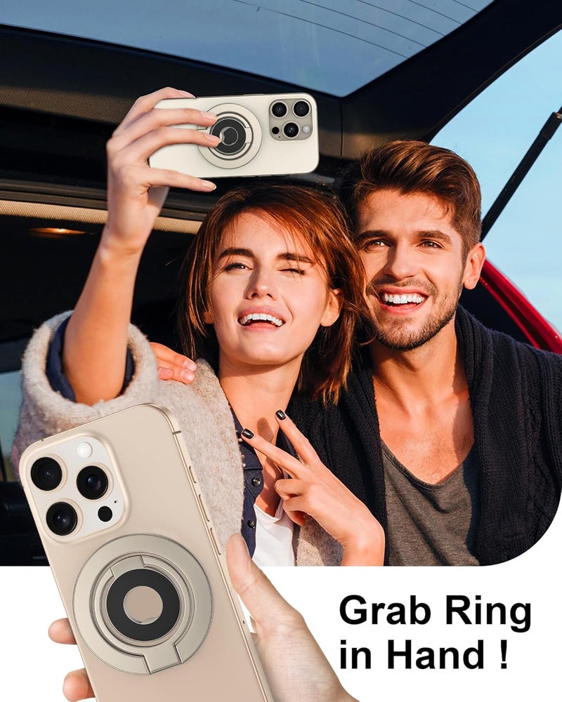 AILKIN Portable Magnetic Phone Ring Stand, Dual-Side Phone Grip Holder for iPhone 17, Samsung, Foldable Kickstand Soporte Magnético Para Cellular Compatible with Car Mount, Desk Stand, MagSafe & Cases-Gold - Image 2