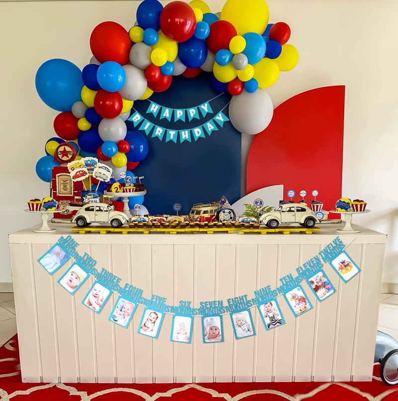 SpecialYou.in Special You birthday decoration item kit for boys and girls with rainbow color balloons with HBD Banner, Monthy birthday banner with photo frame and balloon garland Set of 53 Pcs - Image 1