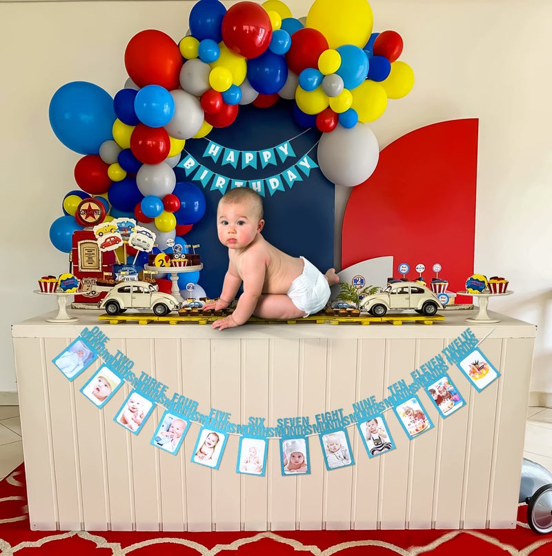 SpecialYou.in Special You birthday decoration item kit for boys and girls with rainbow color balloons with HBD Banner, Monthy birthday banner with photo frame and balloon garland Set of 53 Pcs - Image 3