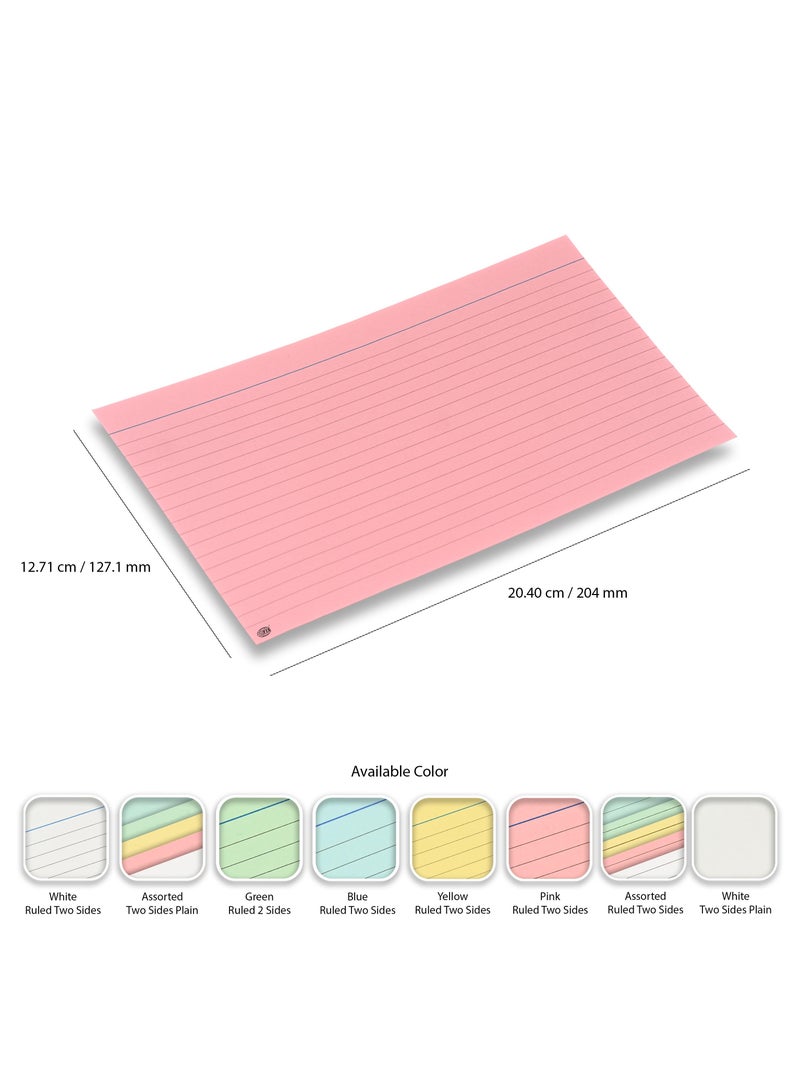 FIS بطاقات تسجيل FIS® المسطرة أو بطاقات الفهرسة، الحجم: 8"x5" بوصات (203x127 مم)، مسطرة من الجانبين، 180 جرام/متر مربع، 100 ورقة لكل عبوة، عبوة من 3 قطع، لون وردي-FSIC85-180PI-3 - Image 4