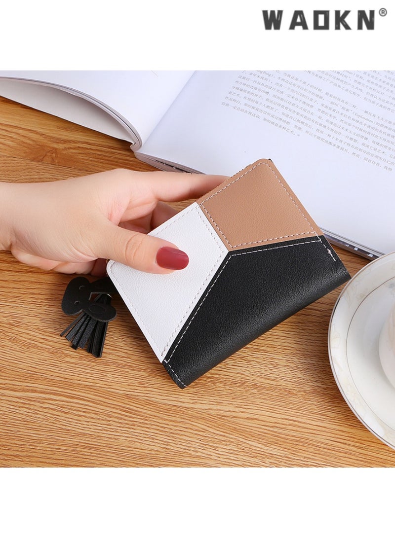 WAOKN Trendsetting Korean-Style Women's Short Wallet with Convenient Zipper Closure Design, Simple & Chic, Easy to Organize, Highlighting Female Elegance and Charm（Black）  - Image 1