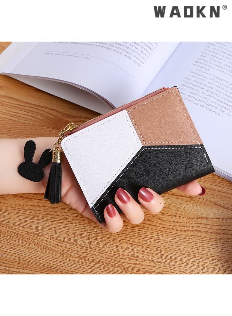 WAOKN Trendsetting Korean-Style Women's Short Wallet with Convenient Zipper Closure Design, Simple & Chic, Easy to Organize, Highlighting Female Elegance and Charm（Black）  - Image 2