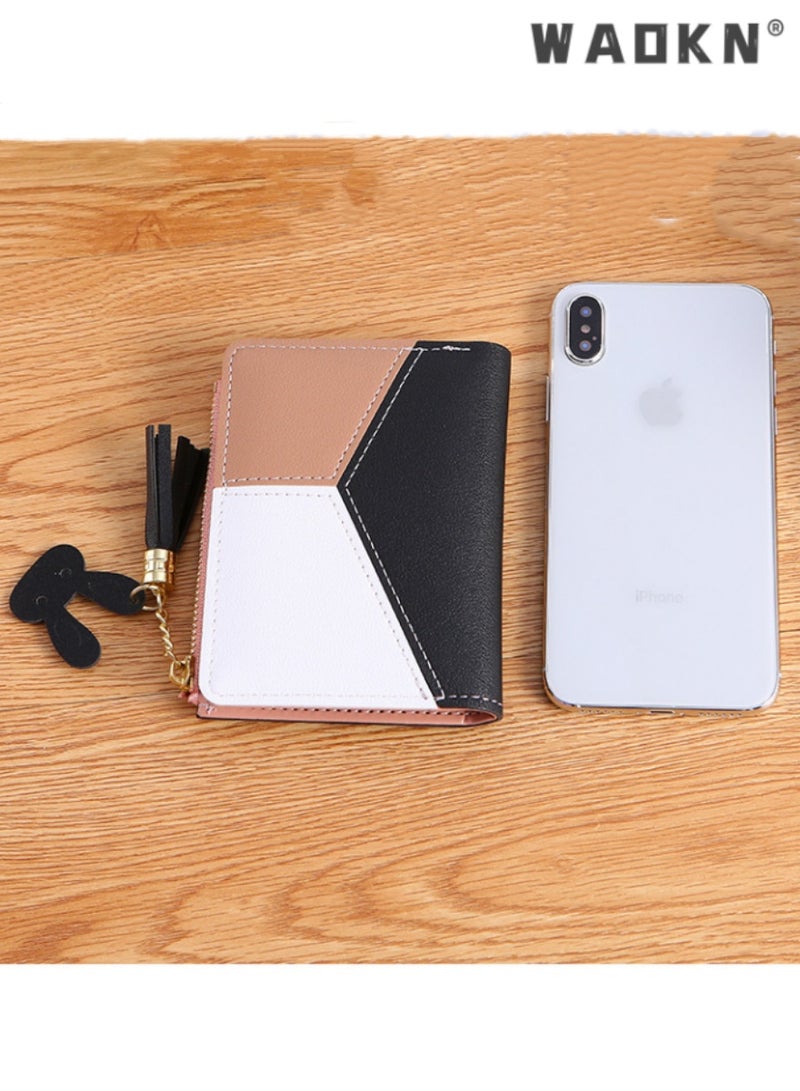 WAOKN Trendsetting Korean-Style Women's Short Wallet with Convenient Zipper Closure Design, Simple & Chic, Easy to Organize, Highlighting Female Elegance and Charm（Black）  - Image 4