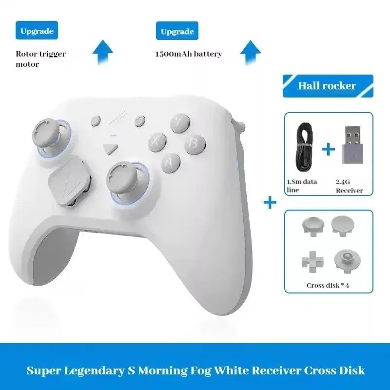 ZD Super Legend S Wireless Bluetooth Gaming Controller with Hall Sensors RGB Motor Apex Switch PC Gamepad, White - Image 1